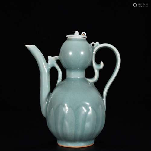 Longquan celadon powder blue glaze in grain ewer25 cm width ...