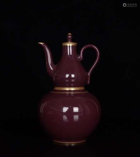 In tomato skin purple glaze gold temperature wine pot;19 x11