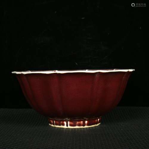 The red glaze melon leng bowl8.6 cm diameter 19.7 cm high