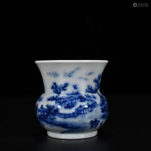 Blue and white landscape character of slag bucket 3000 9.5 *...