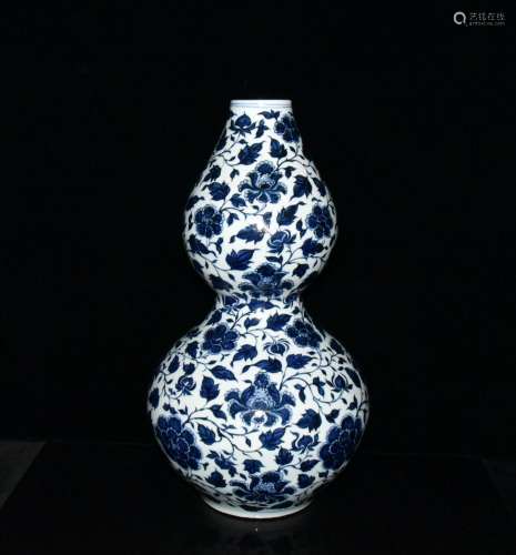 Generation of blue and white peony gourd bottle 47 x25cm 300...