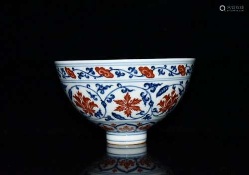 Blue vitriol flower heart bowl x16.1 9.5 cm 1800 red tie