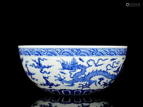 Blue and white dragon bowl of 12/27.5.658008899