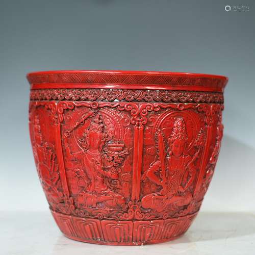 Coral red glaze carving of Buddha VAT antique antiques of an...