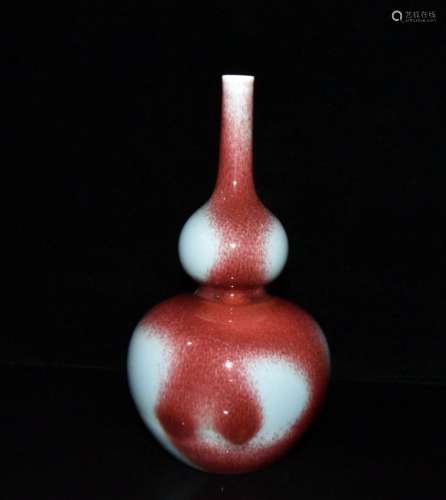 Sky blue glaze red glaze bottle gourd x12.5 24.5 cm, 3000