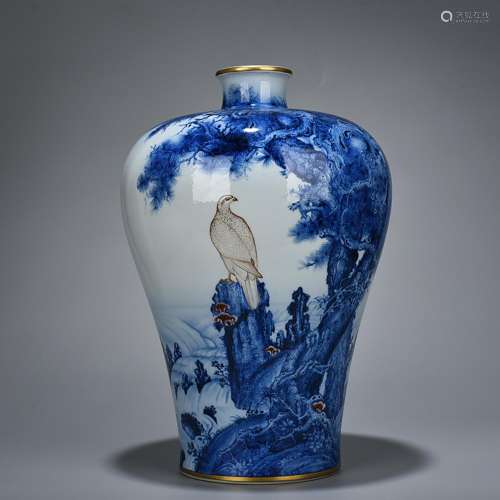 Blue and white colored enamel painted lang shining "son...