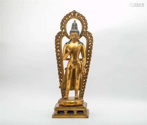 Bronze gilt Mongolian Buddha statue of Ming Dynasty