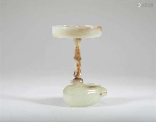 Ming Dynasty white jade duck lamp