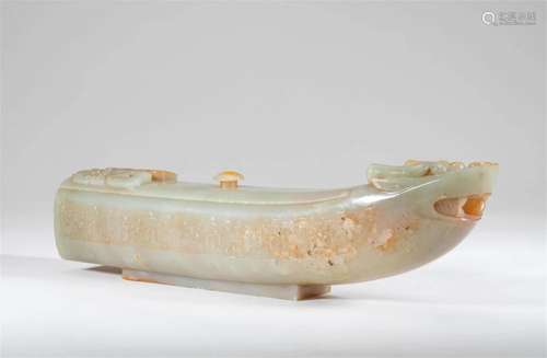 White jade dragon boat ornaments of the Tang Dynasty