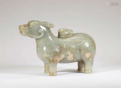 Mingfa white jade tapir ornaments