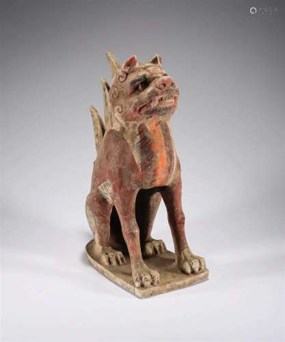 Pottery lion painted in Tang Dynasty