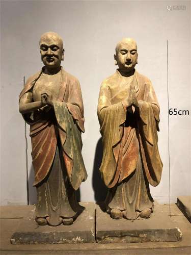 The painted Arhat statue on clay in the Ming Dynasty