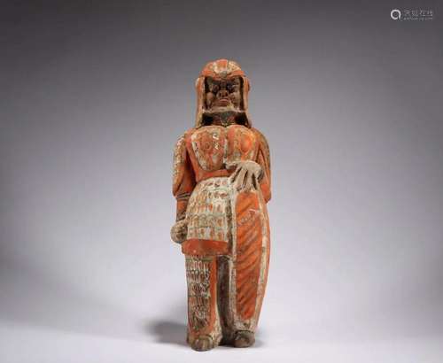 Tang Dynasty white pottery painted warrior figurines