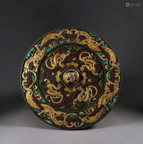 Bronze mirror with gold and silver inlay during the Warring ...