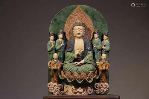 Three-color glazed Buddha of the Ming Dynasty