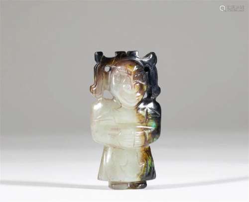 White jade figure with oil in Ming Dynasty