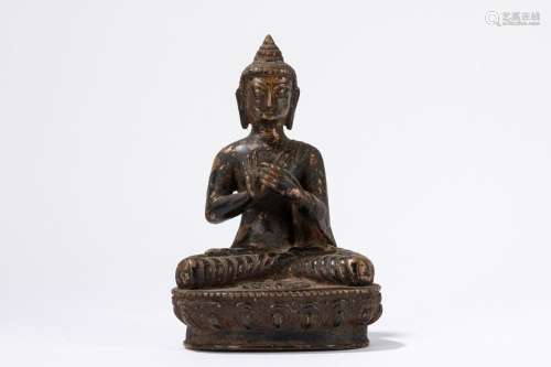 A partial gilt bronze seated Buddha. China/Tibet, 19th centu...