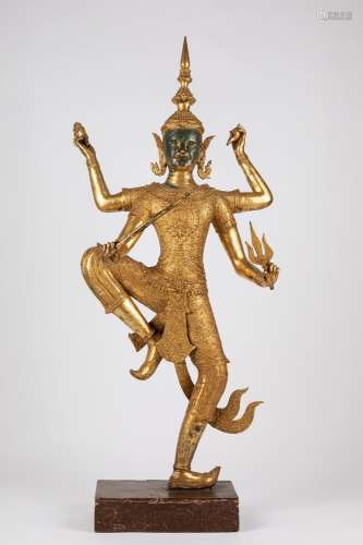 A gilt bronze Vishnu-Rama. Thailand, 20th century