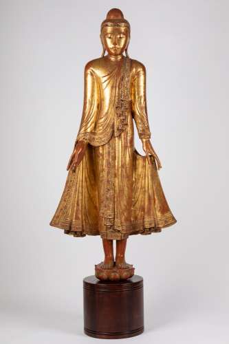 A Mandalay style wood Buddha. Burma, early 20th century