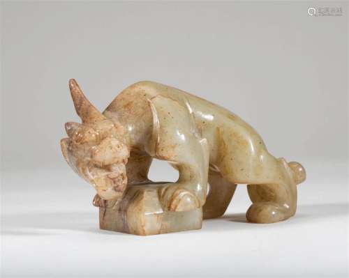 White jade auspicious animal seal of the Tang Dynasty