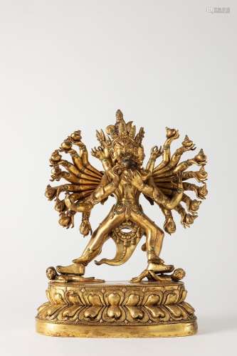 A gilt bronze Hevajra. China, 19th/20th century