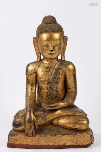 A gilt wood Buddha. South East Asia, 20th century
