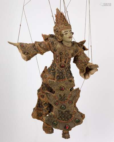 A Burmese wood puppet. 20th century