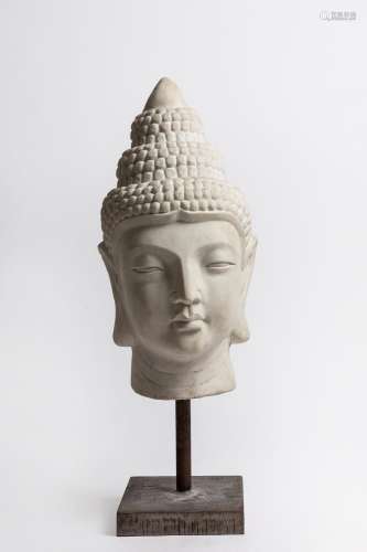 A white marble head of Buddha. India, 20th century