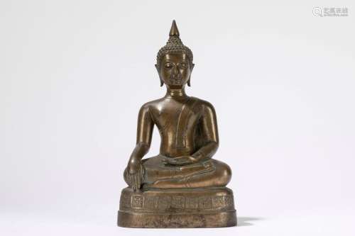 A seated bronze Buddha. Thailand, late 19th century