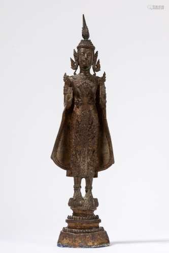 A bronze standing Buddha Rattanakosin. Thailand, late 19th c...