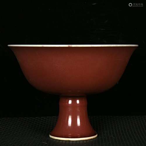 The red glaze painting of albacore lines tall bowl12.2 cm di...