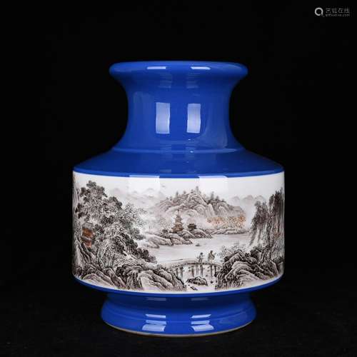 The blue glaze color ink bottle 28 cm * 23 to 3600
