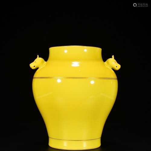 Lemon yellow glaze paint the head tank29 cm high 28 cm wide6...