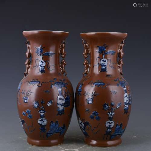 Zijin glaze porcelain antique grain double ears 36 x 20 cm 2...