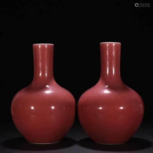 Ji red glaze tree (export porcelain)31 cm wide 20 cm tall