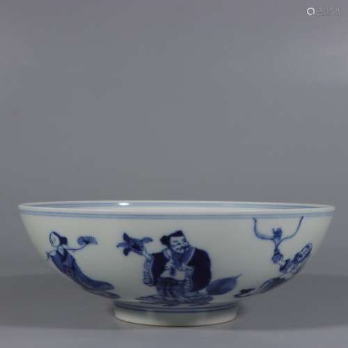 Kiln blue sea big bowl.7.5 cm high, diameter 20 cm.