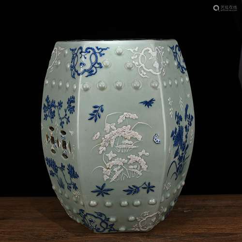 Pea green glaze porcelain heap diao four seasons flower grai...