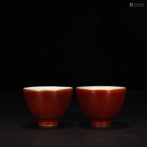 The red glaze colour heart cup 5.5 * 6.5 cm