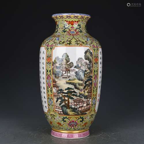 Green medallion colored enamel landscape poem bottles of 35 ...