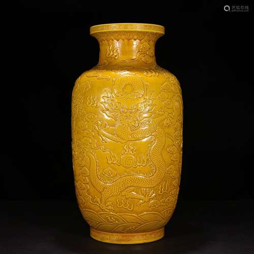 Jiao yellow glaze carving wulong grain lantern 60 * 30 cm
