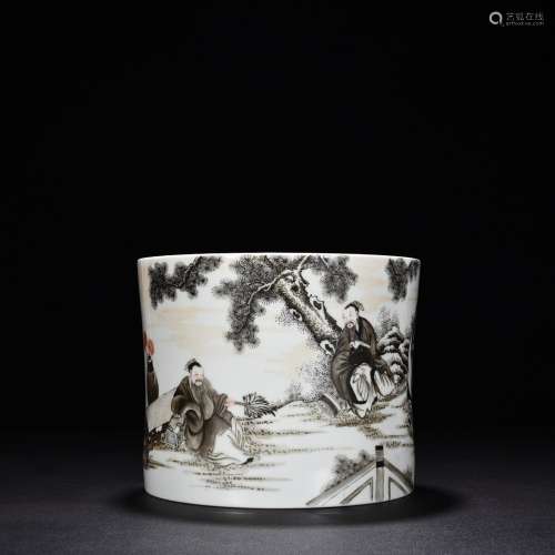 Stories of color ink lines brush pot16 cm high 19.5 cm wide