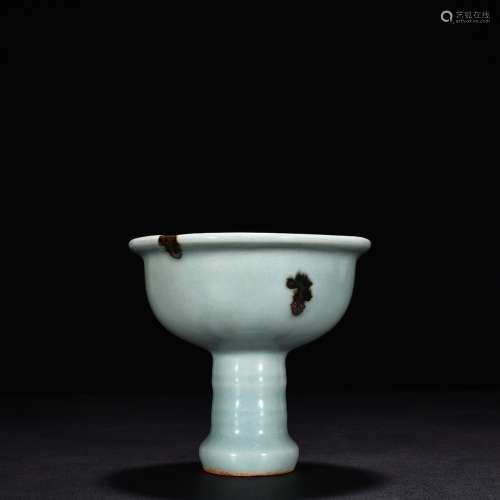 Longquan celadon powder blue glaze spot footed bowl10.6 cm h...