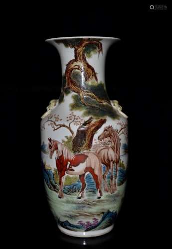 BiYuan pastel rural original scattered ranch figure vase;43....