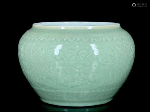 Pea green embossed floral print 16/25 writing brush washer.6...