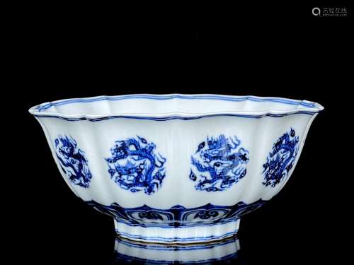Blue and white dragon scraping edge bowl of 8.6/19.017000156...