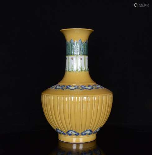Yellow glaze colored enamel carving satisfied grain scraping...
