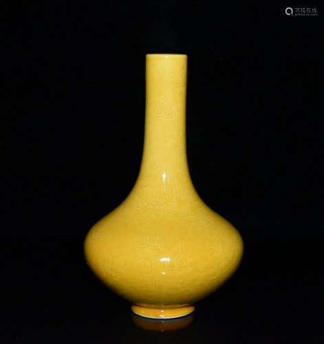Dark yellow glaze carved dragon gall bladder 15.5 x9.5 2000 ...