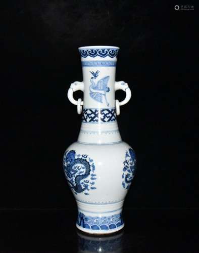 42 x16 blue-and-white porcelain YunLongWen double ears. 5 cm...