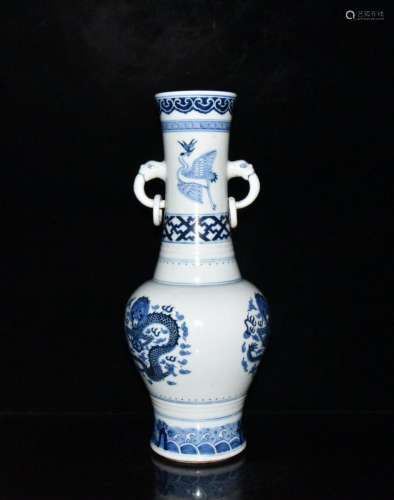 42 x16 blue-and-white porcelain YunLongWen double ears. 5 cm...
