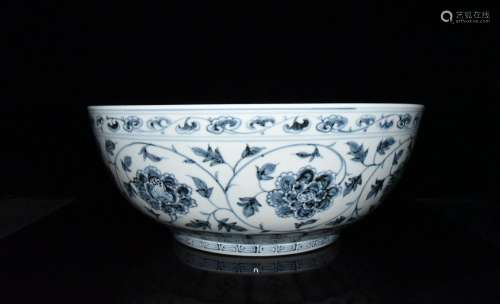 Blue and white flower dragon bowls bound branches x42.3 16.5...